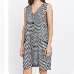 Black and White Houndstooth Steenan Trapeze Dress vintage button up dress